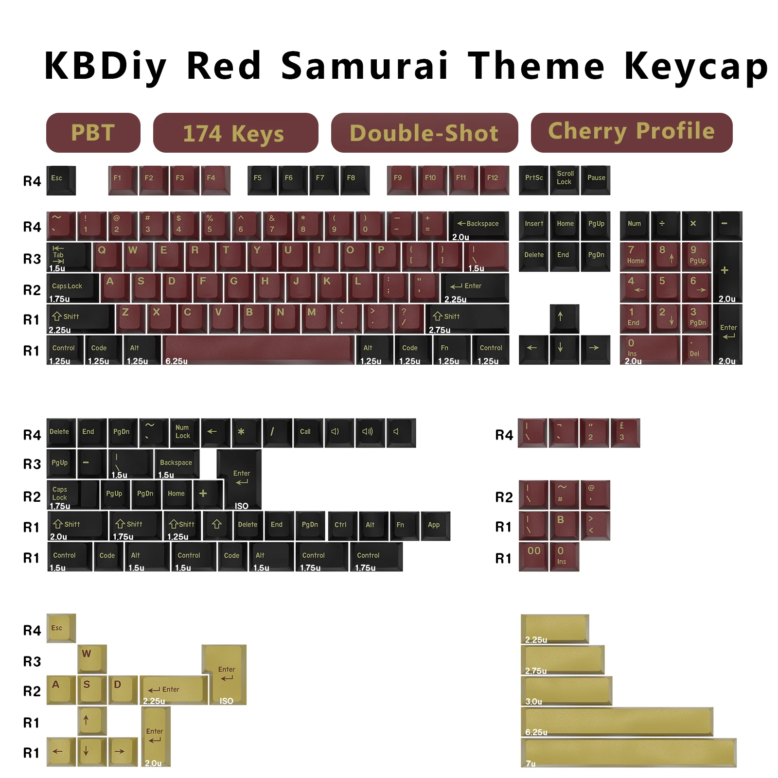 Gaming Keyboard No Number Pad - Teclas KBDiy GMK de doble inyección,