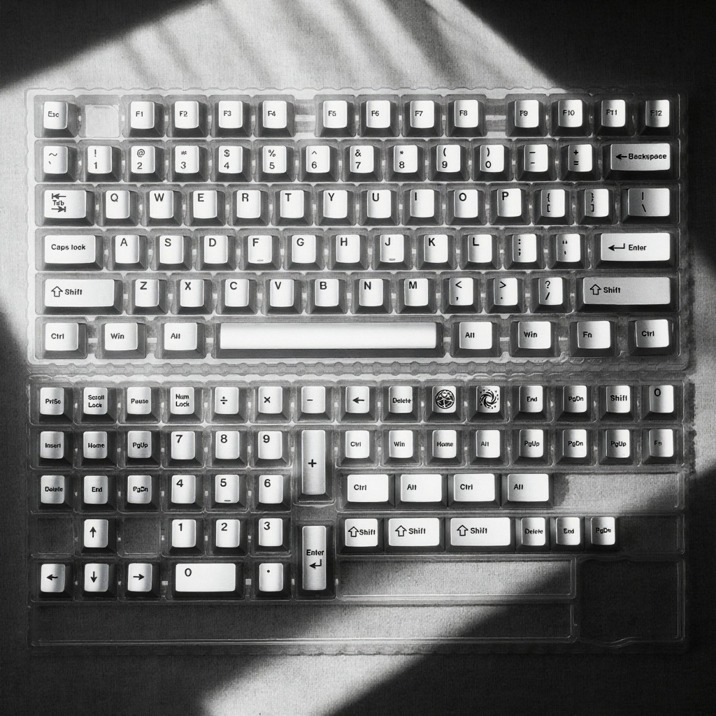 Gaming Keyboard Extension - Teclas Metálicas Plateadas, Juego Completo Pequeño,
