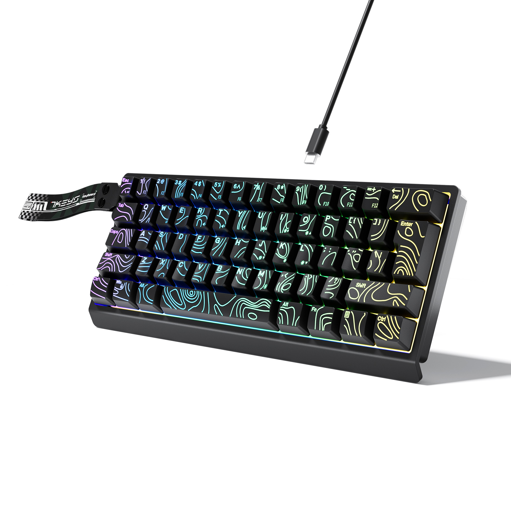 Keyboard Gaming Transparent - Teclado compacto con cable al 60%
