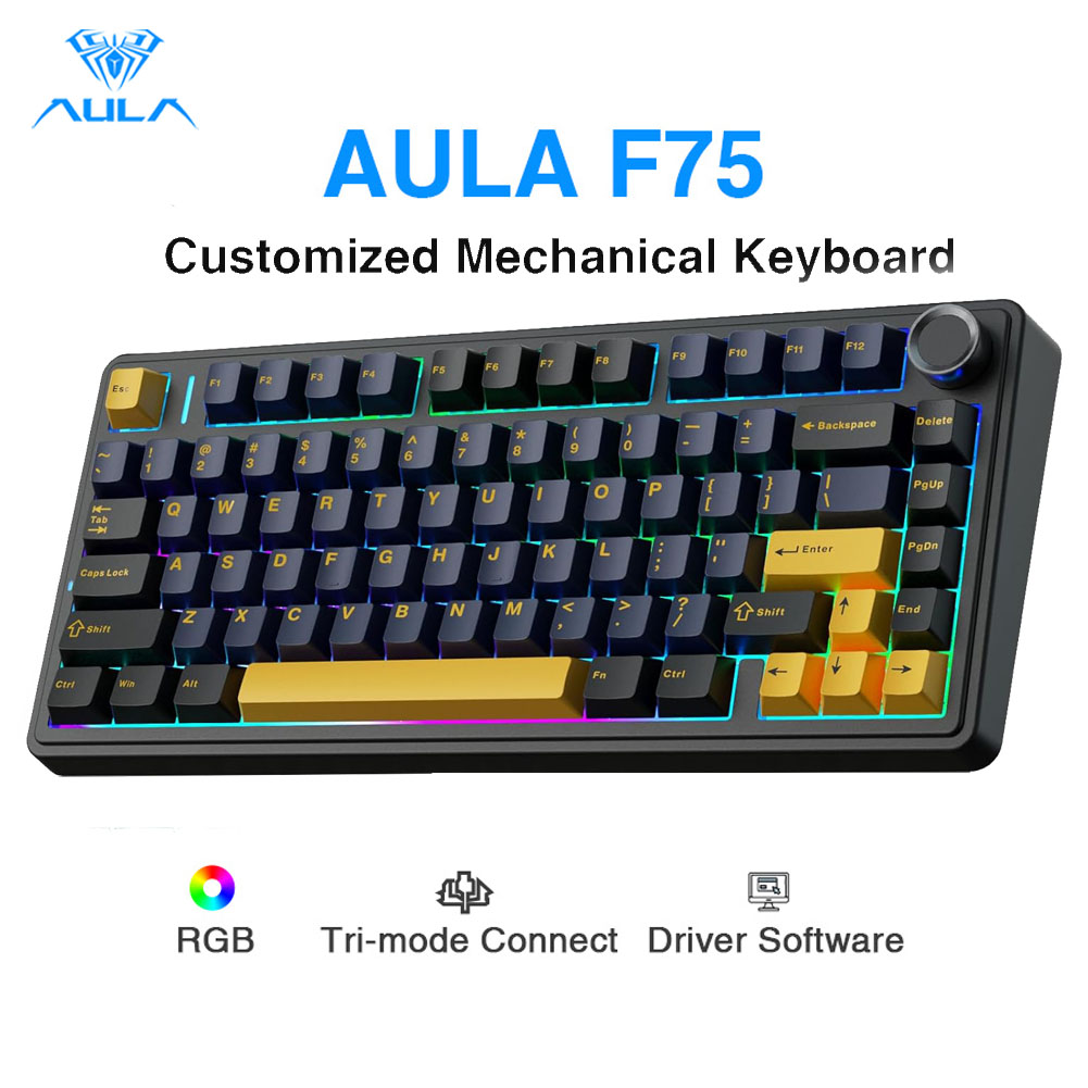 Gaming Keyboard No Number Pad - Teclado Mecánico Aula F75, Teclas Totalmente