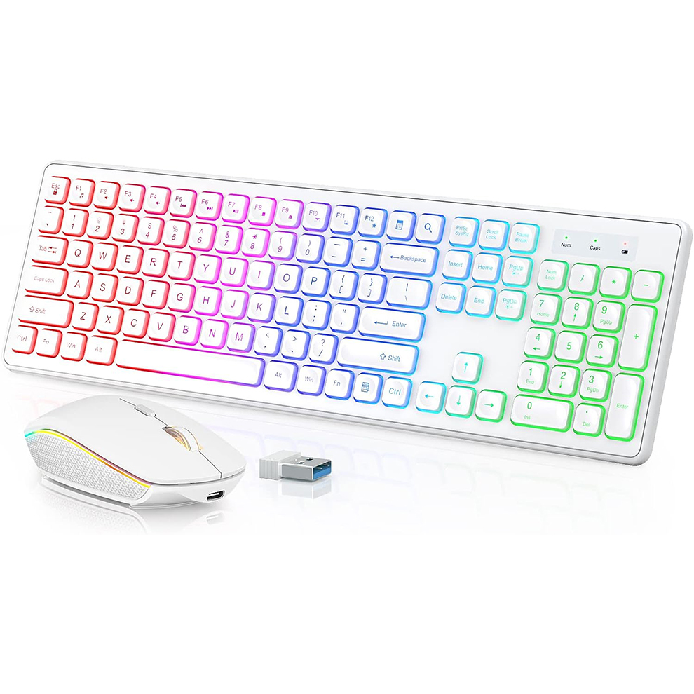 Gaming Keyboard Extension - Teclado y ratón inalámbricos retroiluminados, teclas