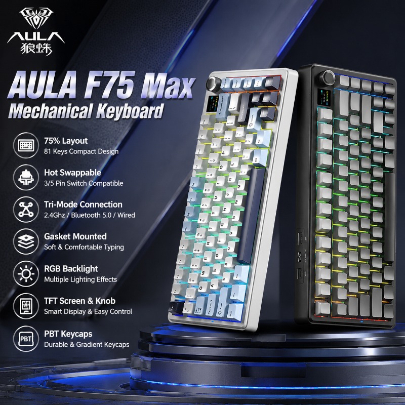 Teclado Mecánico AULA F75 Max, - Gaming Keyboard Ergo reseña y precio