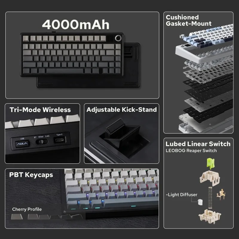 Teclado Mecánico AULA F75 Max, - Gaming Keyboard Ergo reseña y precio